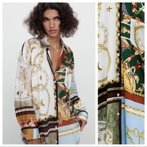 Nwt Zara Oversized Patchwork Shirt Size 